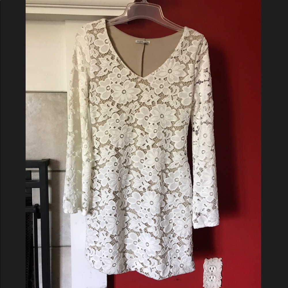 White floral mini dress size L